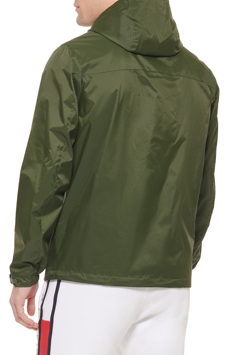 Nylon Rain Hoodie Jacket, Alternate, color, OLIVE