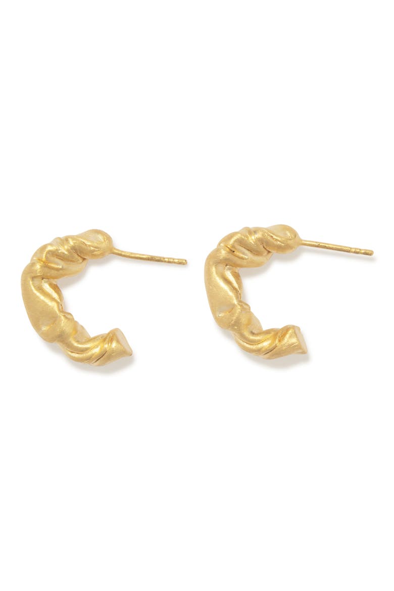 Tumbled Hoop Earrings, Main, color, 18CT GOLD PLATED