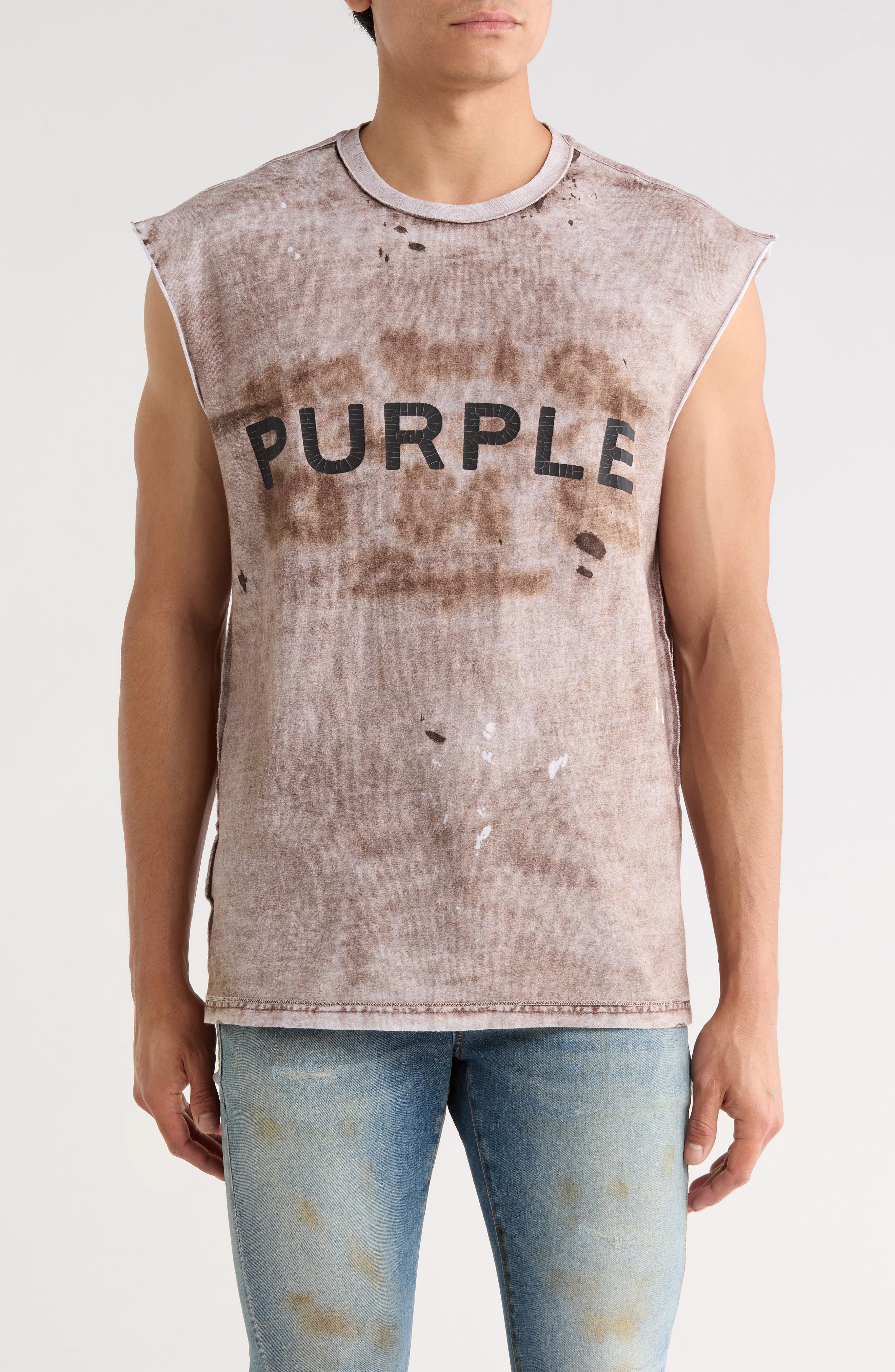PURPLE BRAND Logo Textured Cotton Jersey Graphic Tank