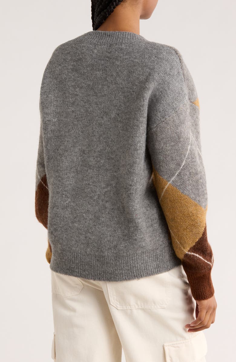 Blu Pepper Argyle V-Neck Pullover Sweater, Alternate, color, Grey