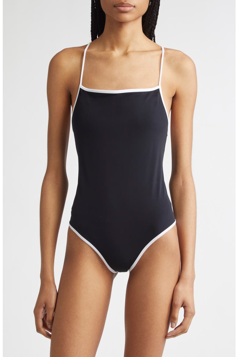 Itak One-Piece Swimsuit, Main, color, BLACK/ IVORY