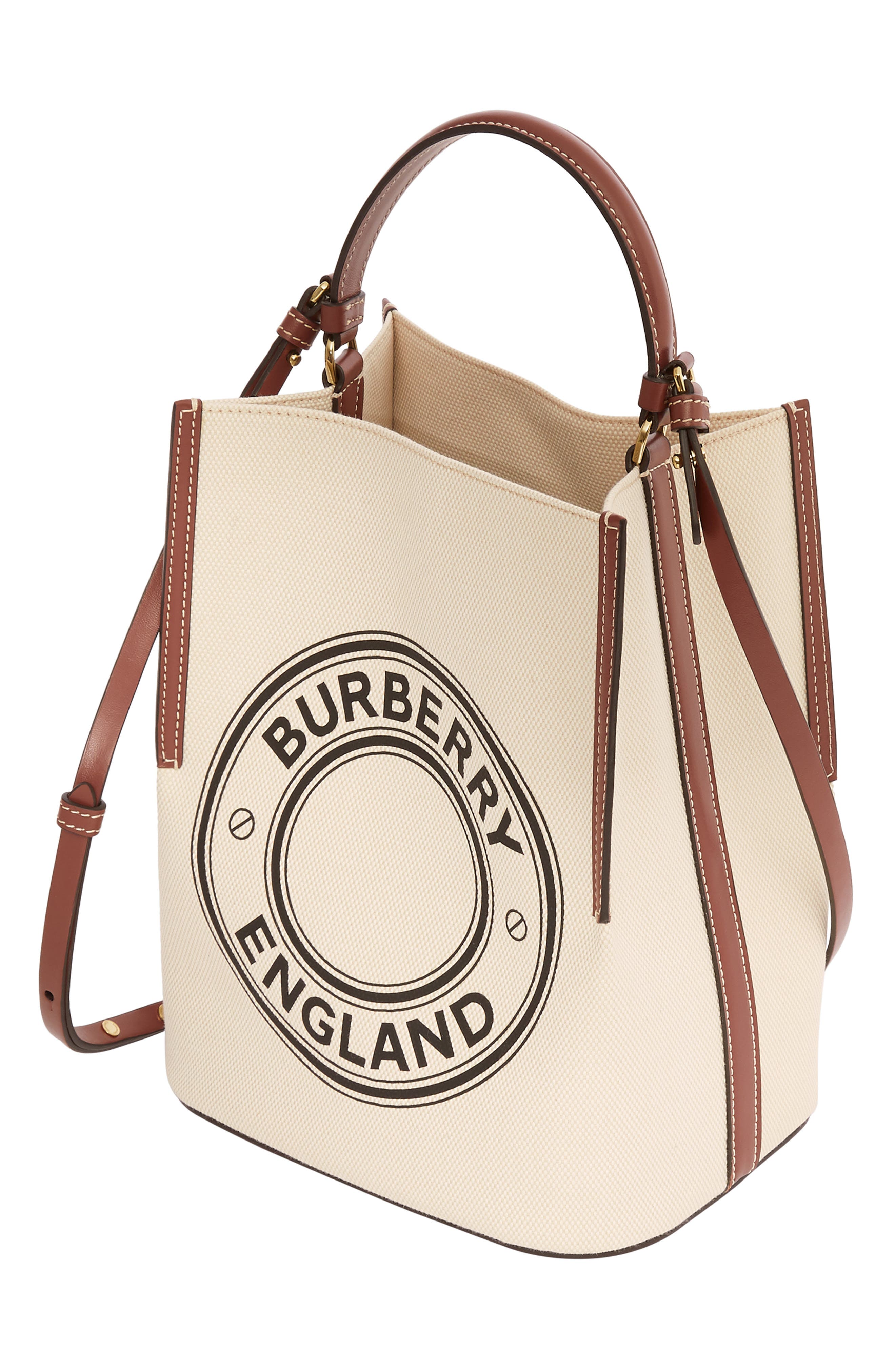 Burberry Small Peggy Logo Graphic Cotton Canvas Bucket Bag, Alternate, color, 