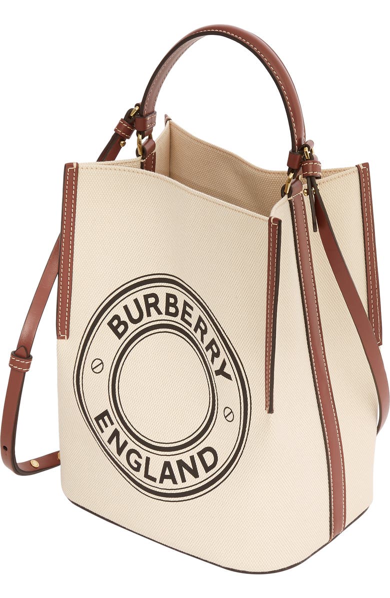 Burberry Small Peggy Logo Graphic Cotton Canvas Bucket Bag, Alternate, color,