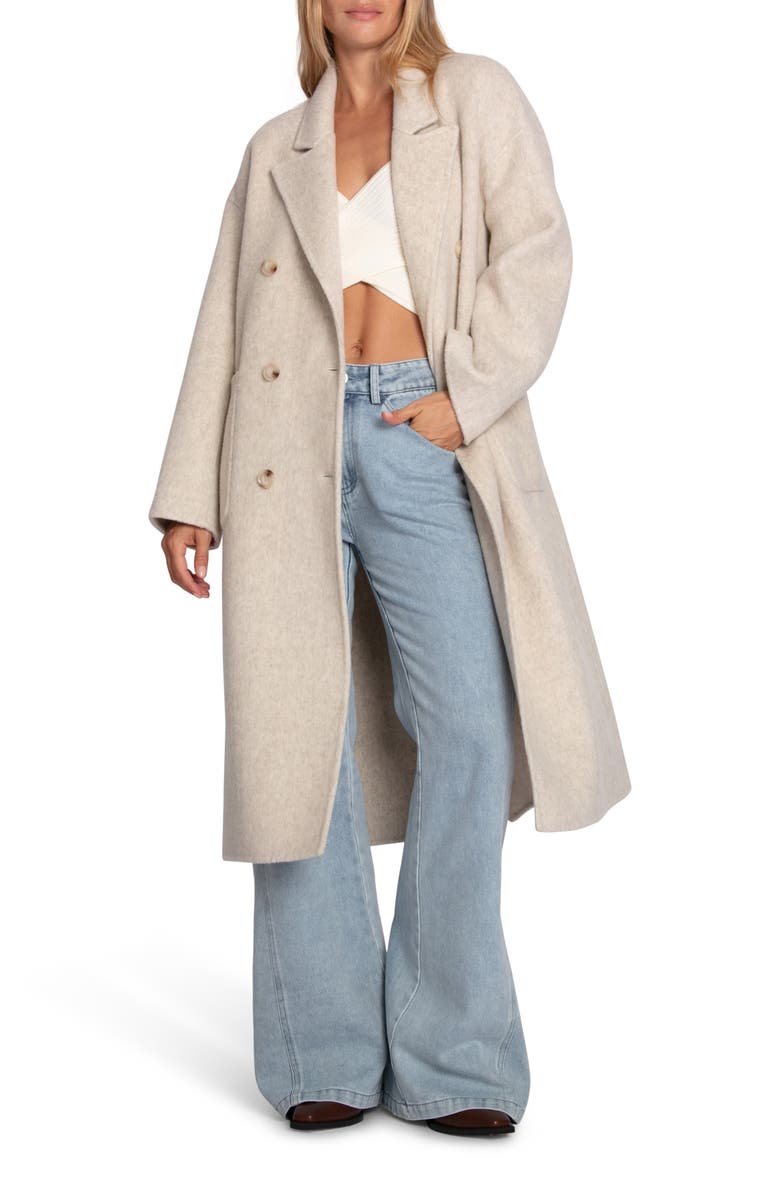 Belle & Bloom Free Love Double Breasted Maxi Coat, Alternate, color, Oat Marle