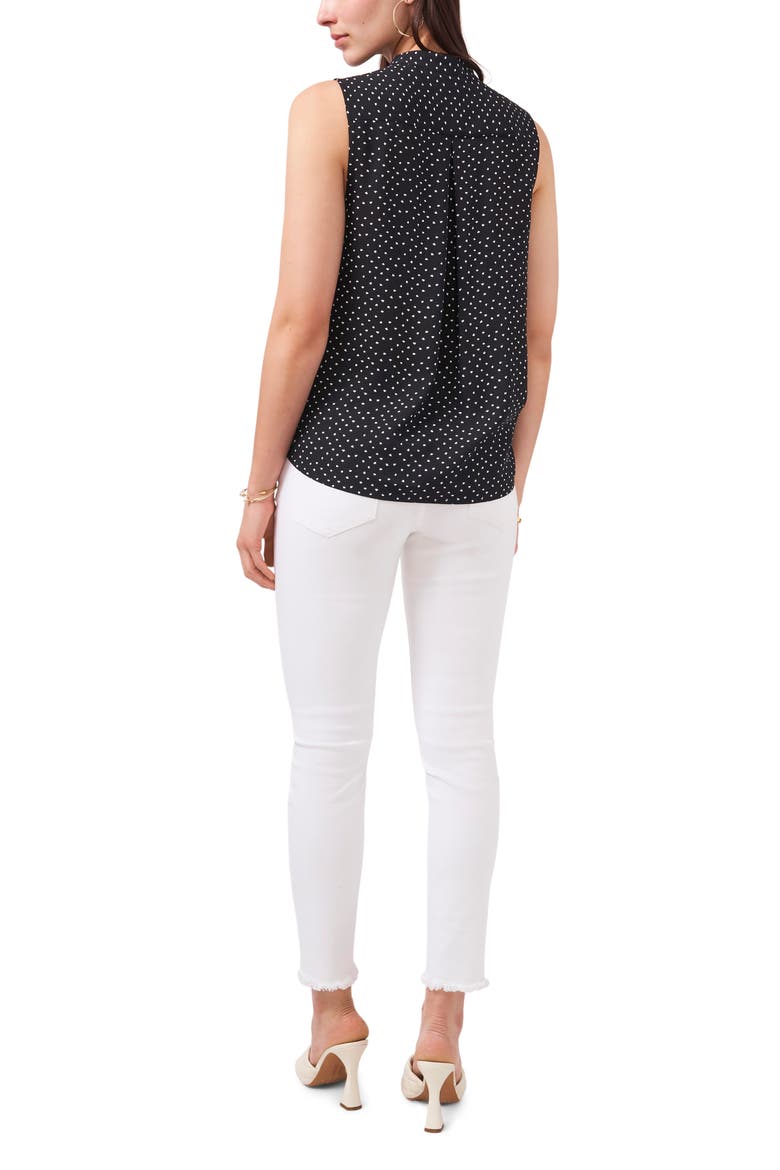 Dot Print Wrap Front Georgette Blouse, Alternate, color, RICH BLACK