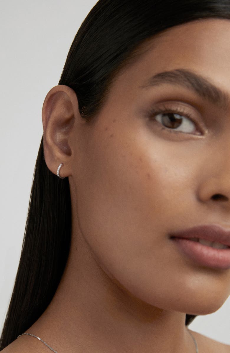 Monica Vinader Lab Grown Diamond Pavé Huggie Hoop Earrings, Alternate, color, 14K Solid White Gold / Diamond