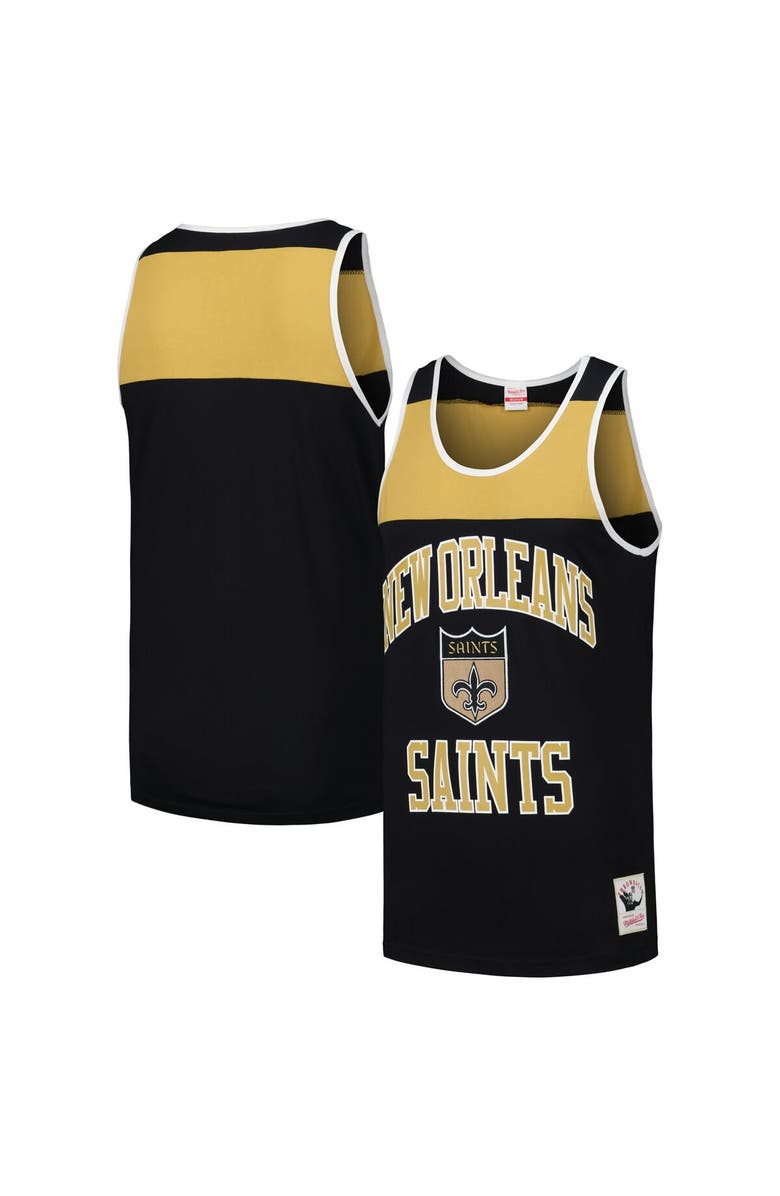 Mitchell & Ness Men's Mitchell & Ness Black/Gold New Orleans Saints Gridiron Classics Heritage Colorblock Tank Top, Alternate, color, Black
