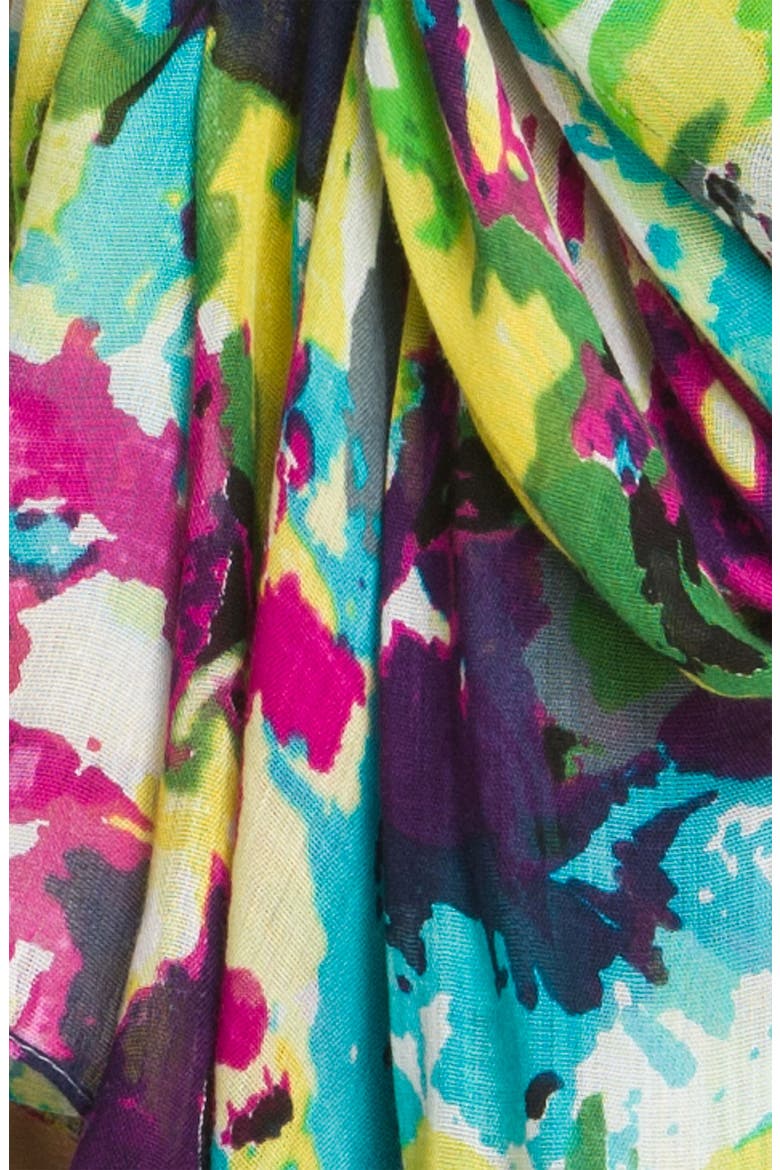 'Painted Floral' Scarf, Alternate, color, TURQ MULTI
