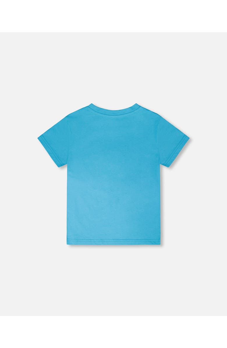 Deux par Deux Organic Cotton Jersey Chest Graphic Short Sleeve T-Shirt, Alternate, color, Sky Blue