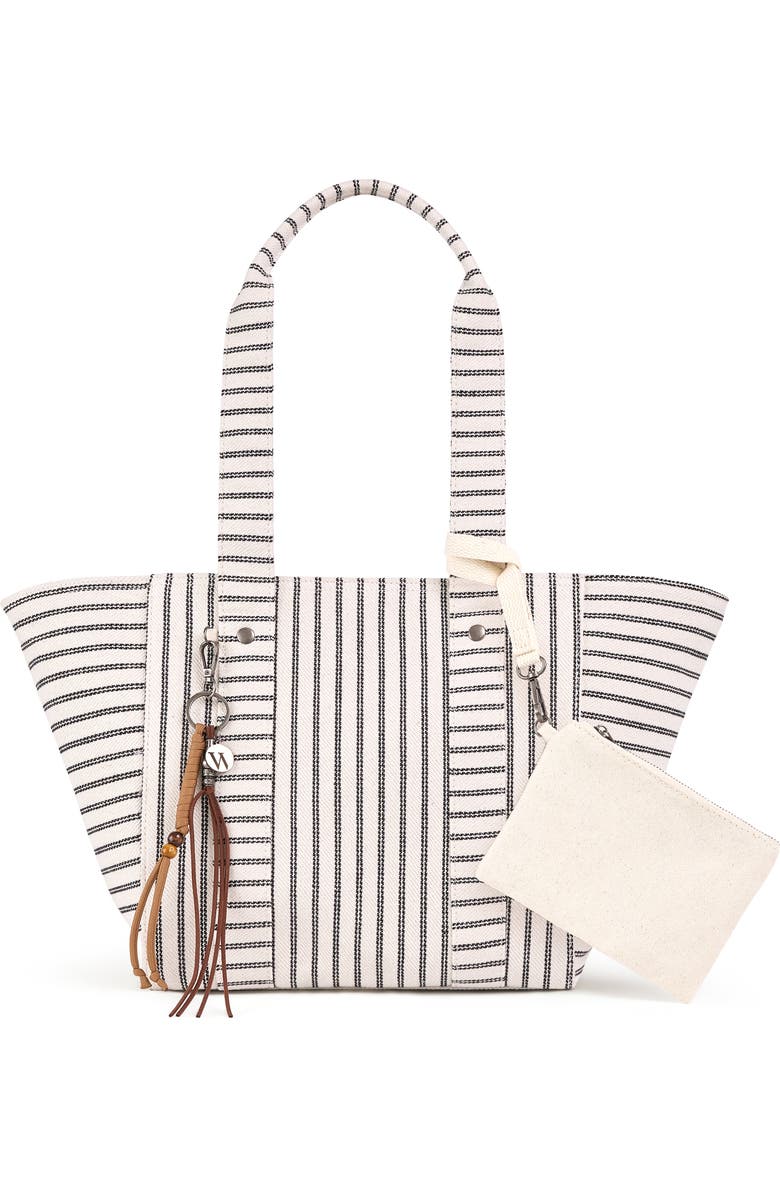 WILT Clothing Byron Medium Beach Tote, Main, color, Bone Black Stripe