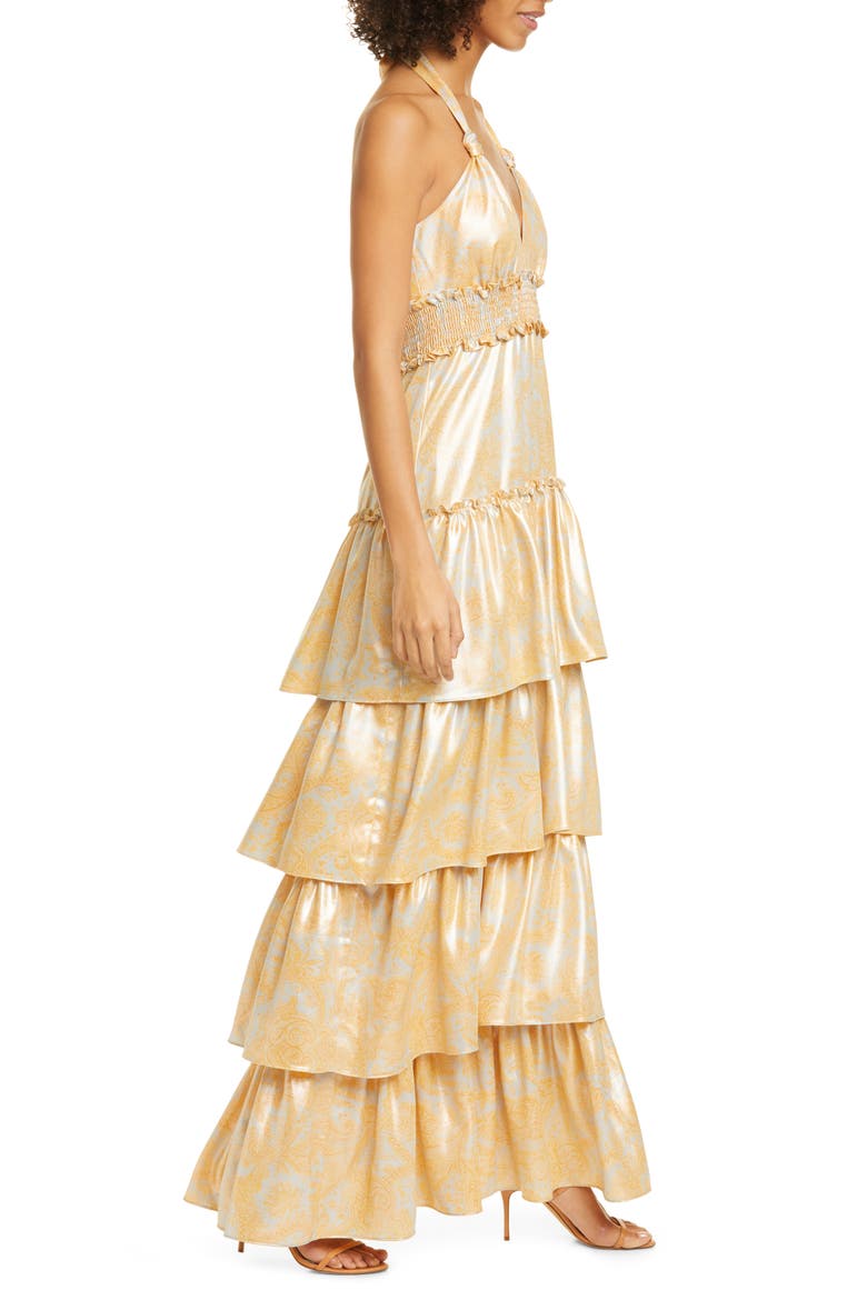 Ivy Tiered Satin Maxi Dress, Alternate, color, SNAPDRAGON