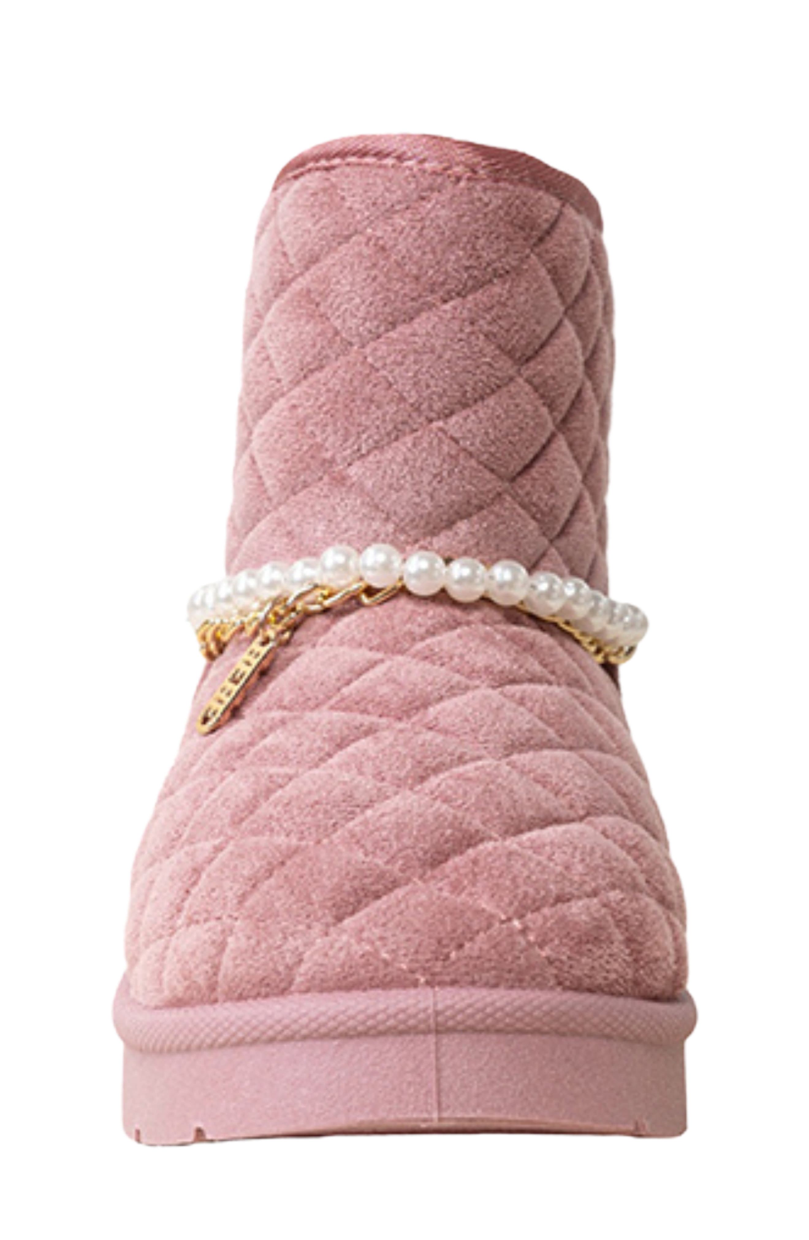 Kids' Quilted Faux Fur Lined Boot, Alternate, color, DARK MAUVE