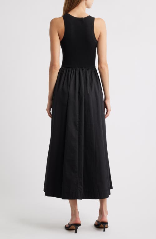 Moon River Mixed Media Sleeveless Dress In Black