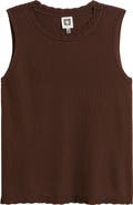 Anne Klein Scallop Trim Sleeveless Sweater