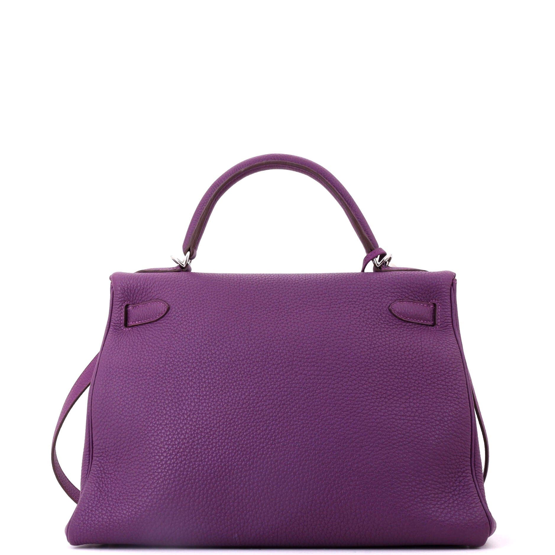Pre-Owned Hermes Kelly Handbag Purple Togo with Palladium Hardware 32, Alternate, color, Anemone