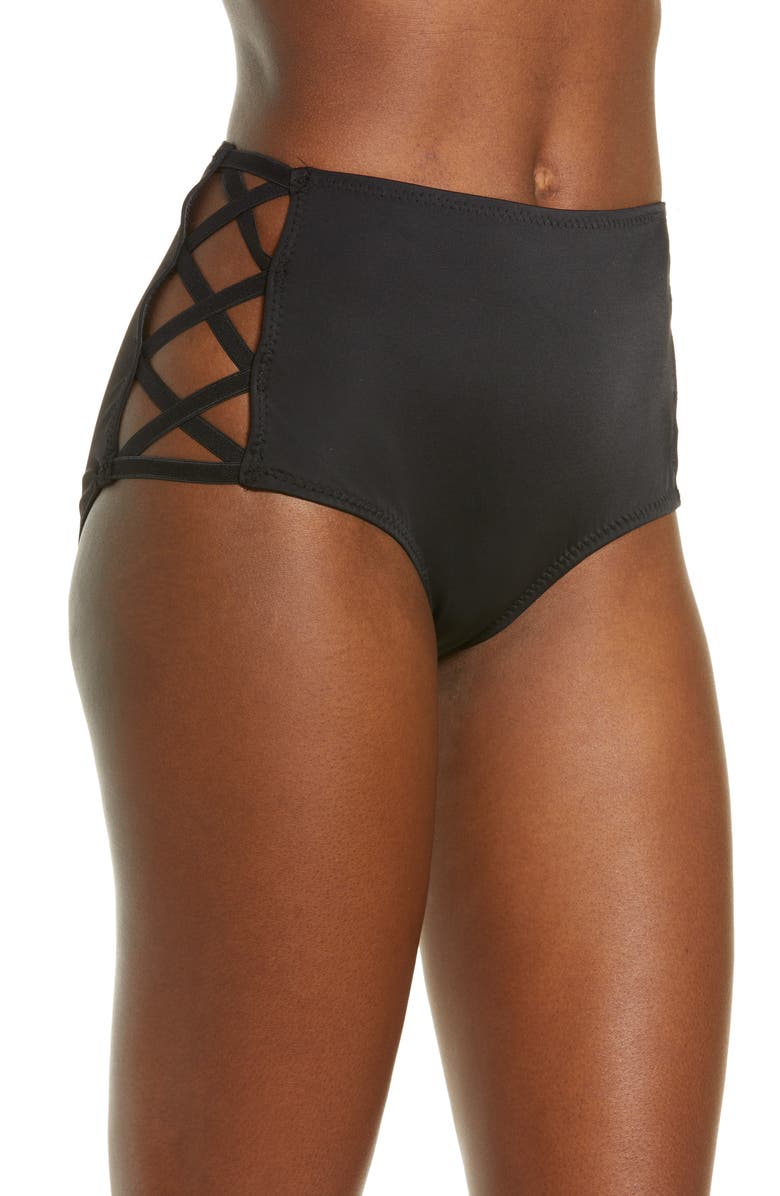 Norma Kamali Boy X Strappy High Waist Bikini Bottoms, Alternate, color,