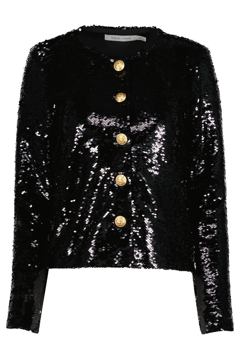 Sublime Sequin Jacket, Alternate, color, Caviar