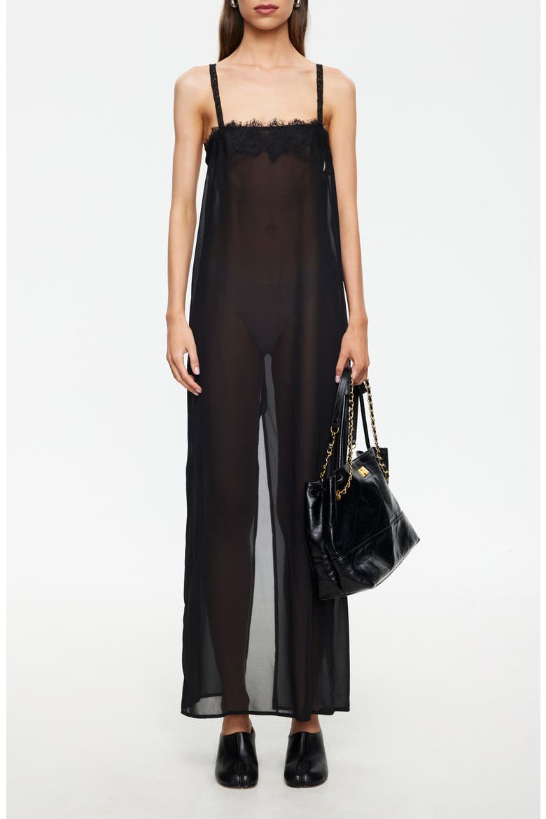 Glacial Sheer Maxi Dress, Main, color, NOIR