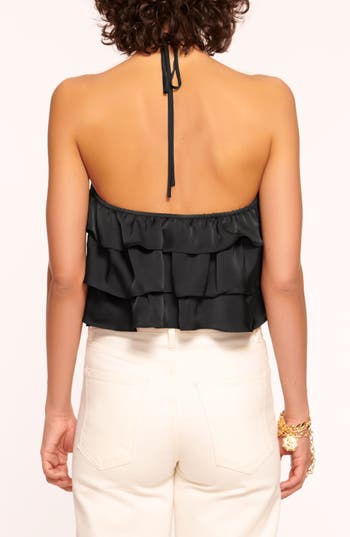 RAMY BROOK RAMY BROOK MINNIE TIERED RUFFLE HALTER TOP