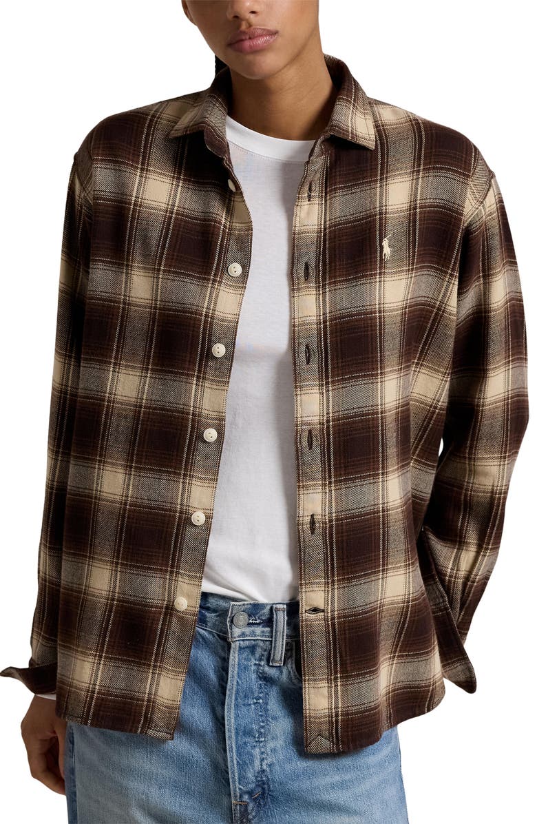 Polo Ralph Lauren Plaid Oversize Twill Button-Up Shirt, Main, color, 