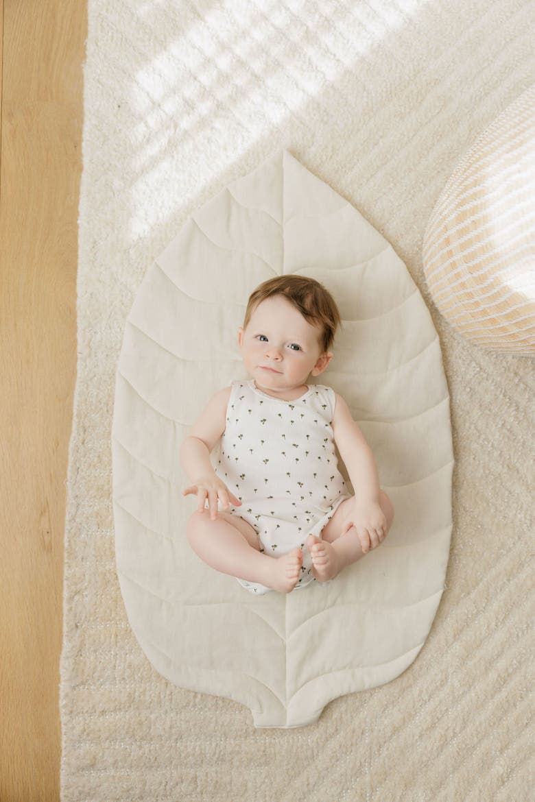 Printed Palm Trees Collection - Baby Boy Romper, Alternate, color, Ivory