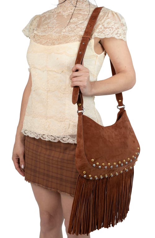 Jeffrey Campbell Lyrical Suede Crossbody Bag In Tan Suede