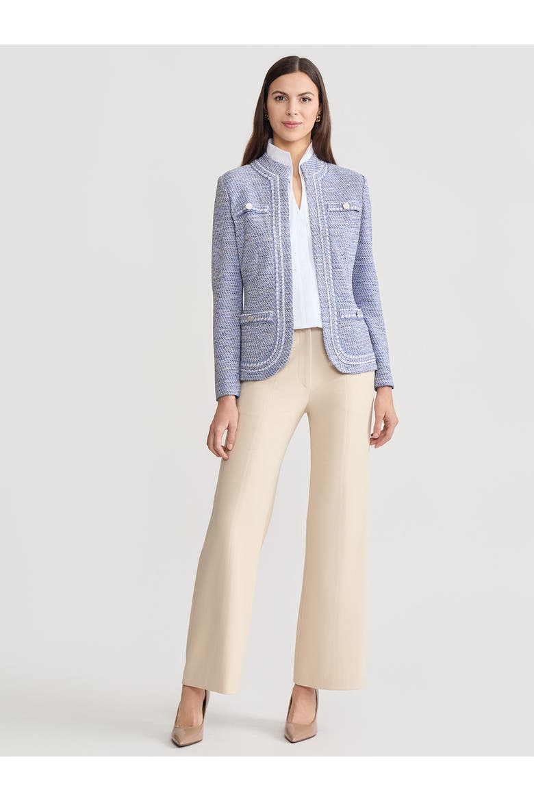 Melange Tweed Knit Jacket, Alternate, color, Aegean Blue/Biscotti