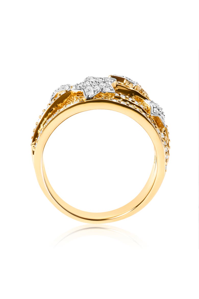 18K Yellow Gold Plated Silver 3/4 Cttw Diamond Star and Galaxy Ring Band, Alternate, color, Yellow Gold over Silver