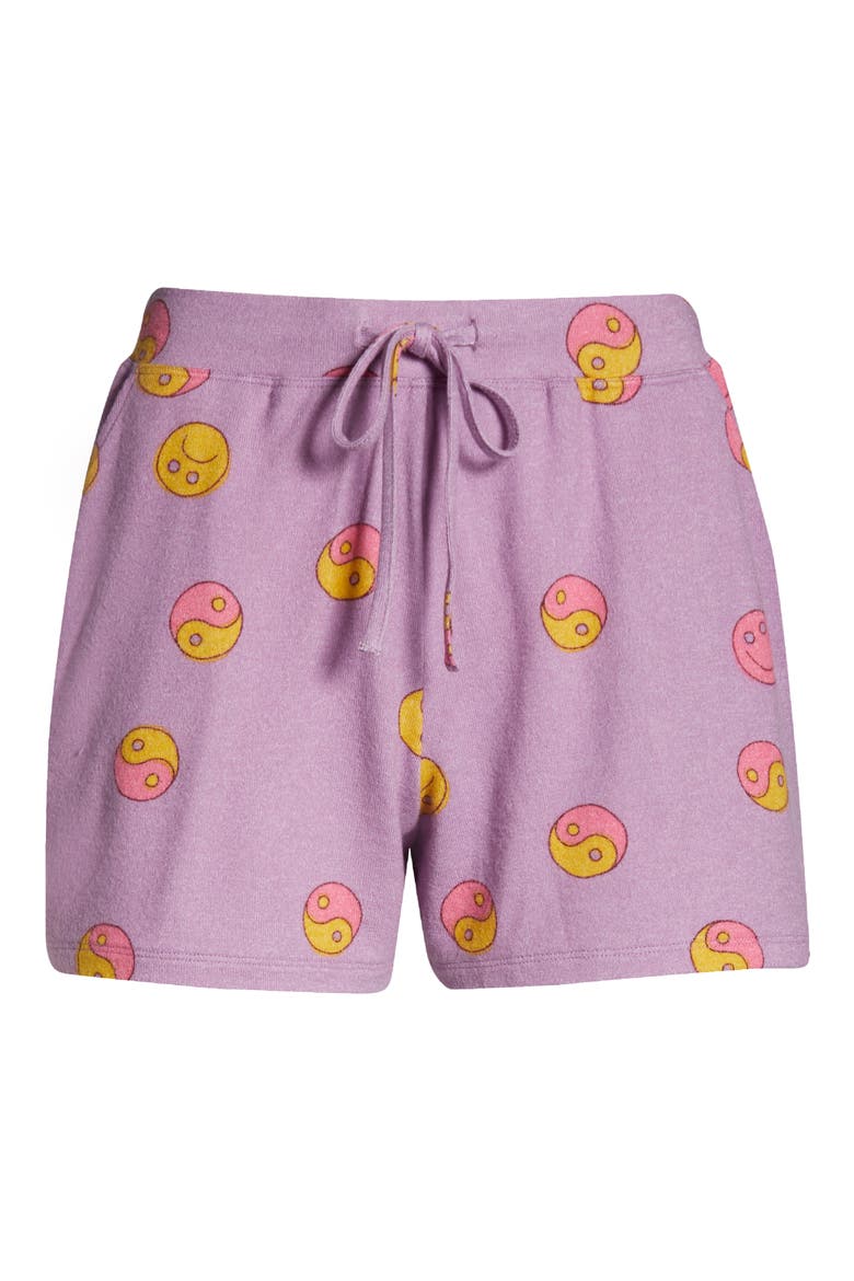 Comfy Shorts, Alternate, color, PURPLE HERB YING YANG SMILE