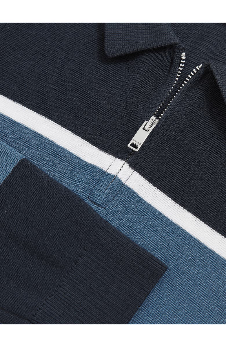 Reiss Kids' Jason Colorblock Zip Polo Sweater, Alternate, color, Navy Blue/ Airfo