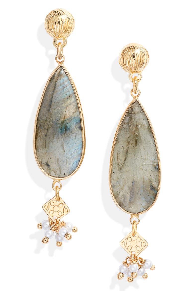 Serti Drop Earrings, Main, color, BLACK