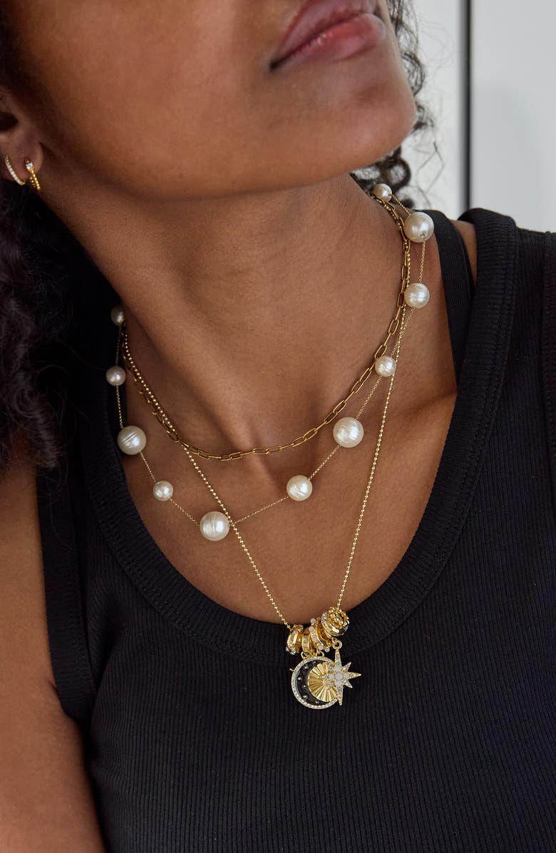 BaubleBar Cressida Celestial Charm Necklace, Alternate, color, Gold