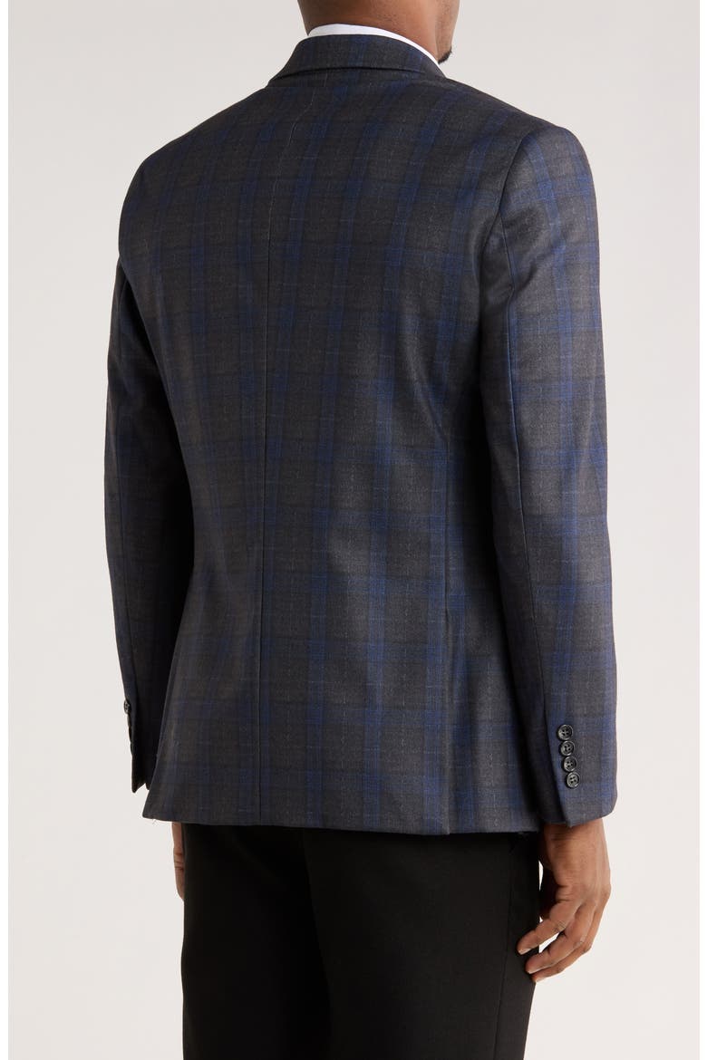Slim Fit Plaid Stretch Knit Blazer, Alternate, color, CHARCOAL