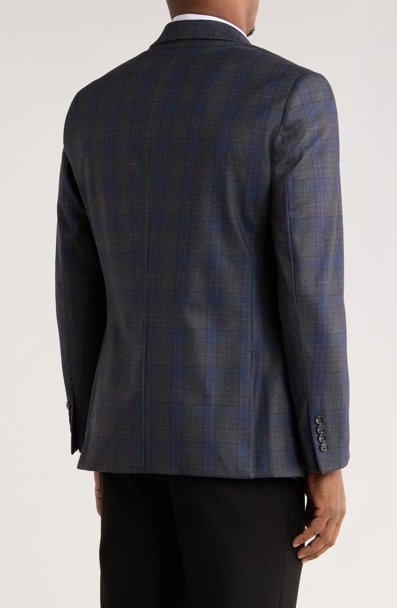 Duchamp Slim Fit Plaid Stretch Knit Blazer, Alternate, color, Charcoal