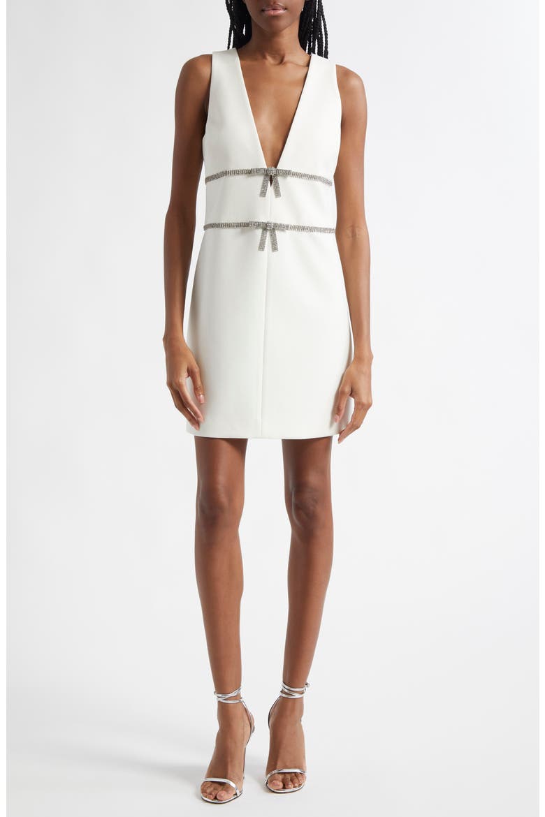 Chani Rhinestone Bow Detail Cocktail Minidress, Main, color, IVORY