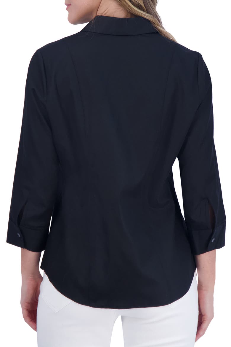 Aimee Sateen Zip-Up Shirt, Alternate, color, BLACK