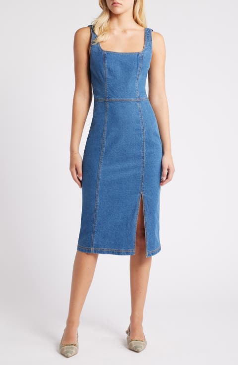Josette Square Neck Denim Dress