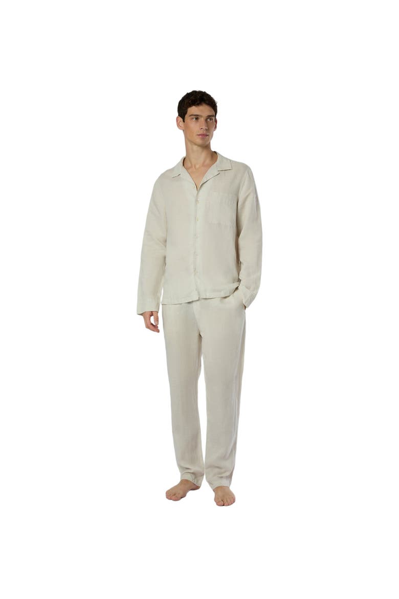 Linen Home Long Sleeve Camp Shirt, Alternate, color, STONE