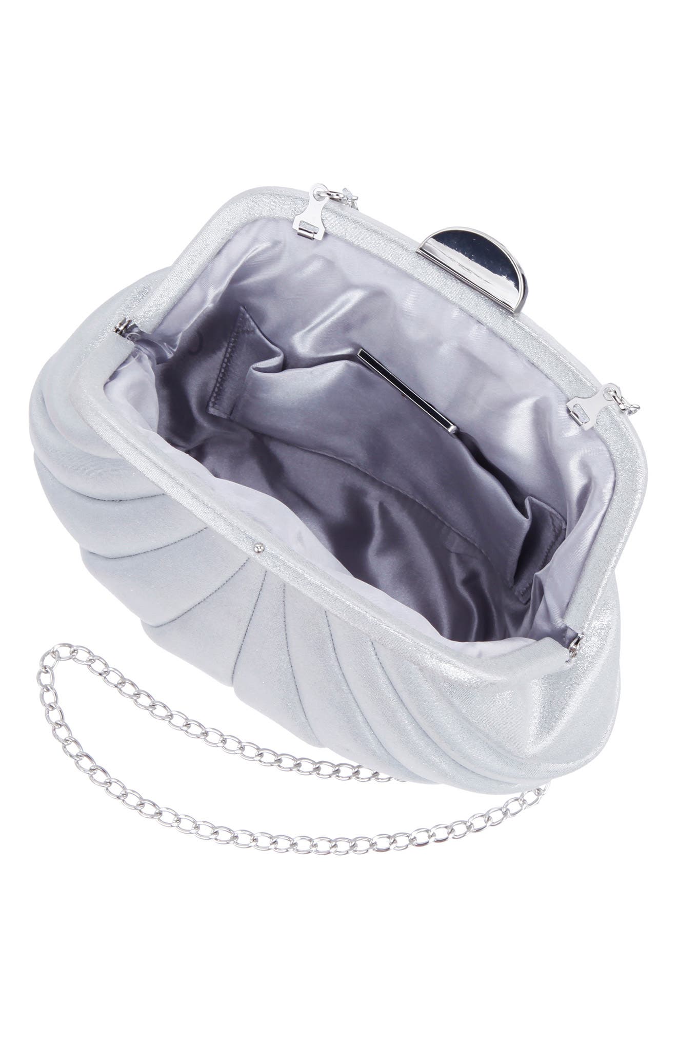 Nina Billow Art Deco Frame Clutch, Alternate, color, True Silver