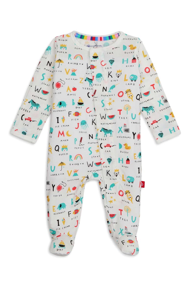 ABC Love Fitted One-Piece Pajamas, Main, color, WHITE