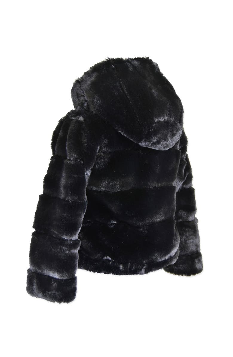 Widgeon Faux Fur Hooded Zip Front Cozy Jacket, Alternate, color, Black Layer Cake