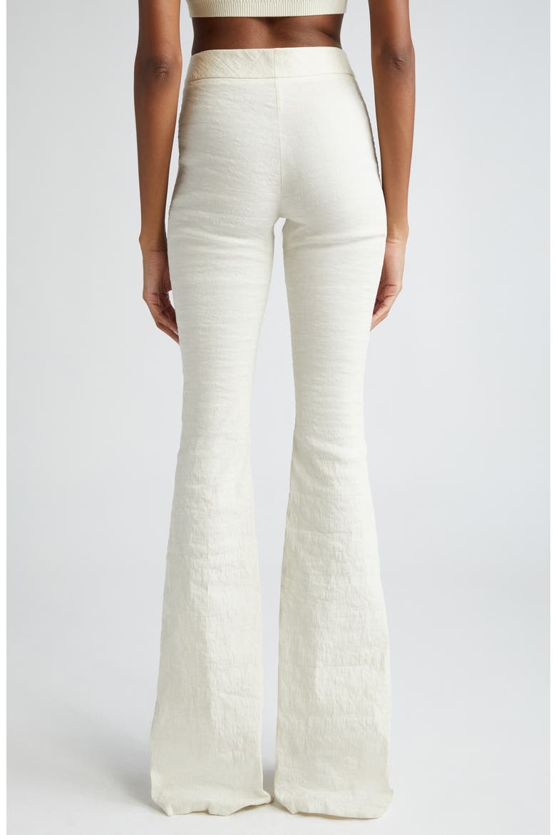 Brandon Maxwell Fae Mid Rise Stretch Linen Blend Flare Leg Pants