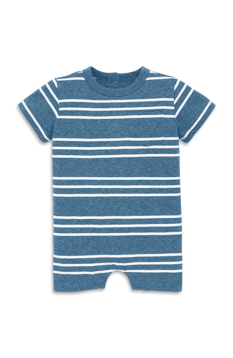 Primary Baby Heathered Pocket Shortie In Stripe, Alternate, color, Moonlight White Stripe