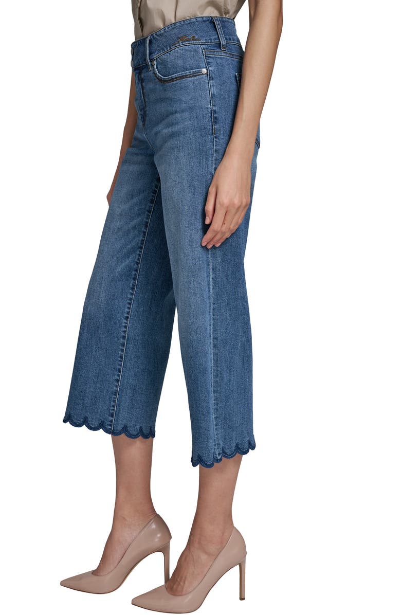 KARL LAGERFELD PARIS Scalloped Hem Crop Jeans, Alternate, color, 