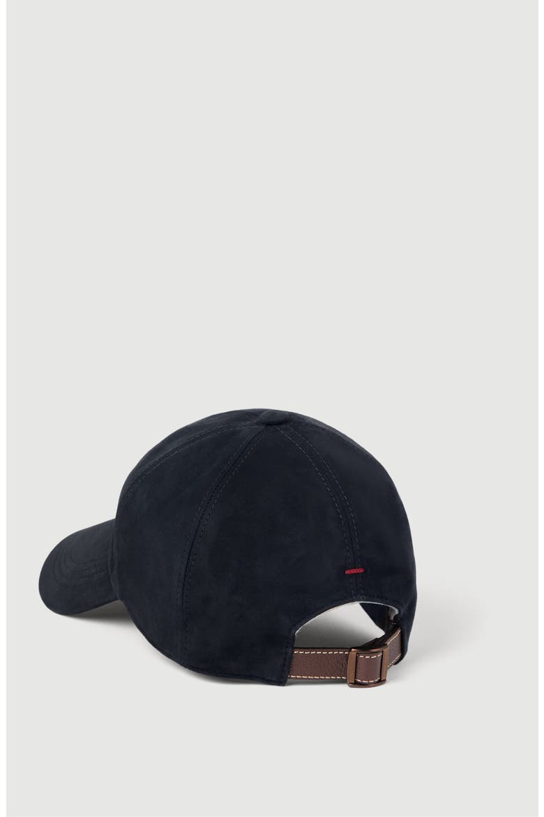 Suede baseball cap with embroidered logo, Alternate, color, Navy Blue