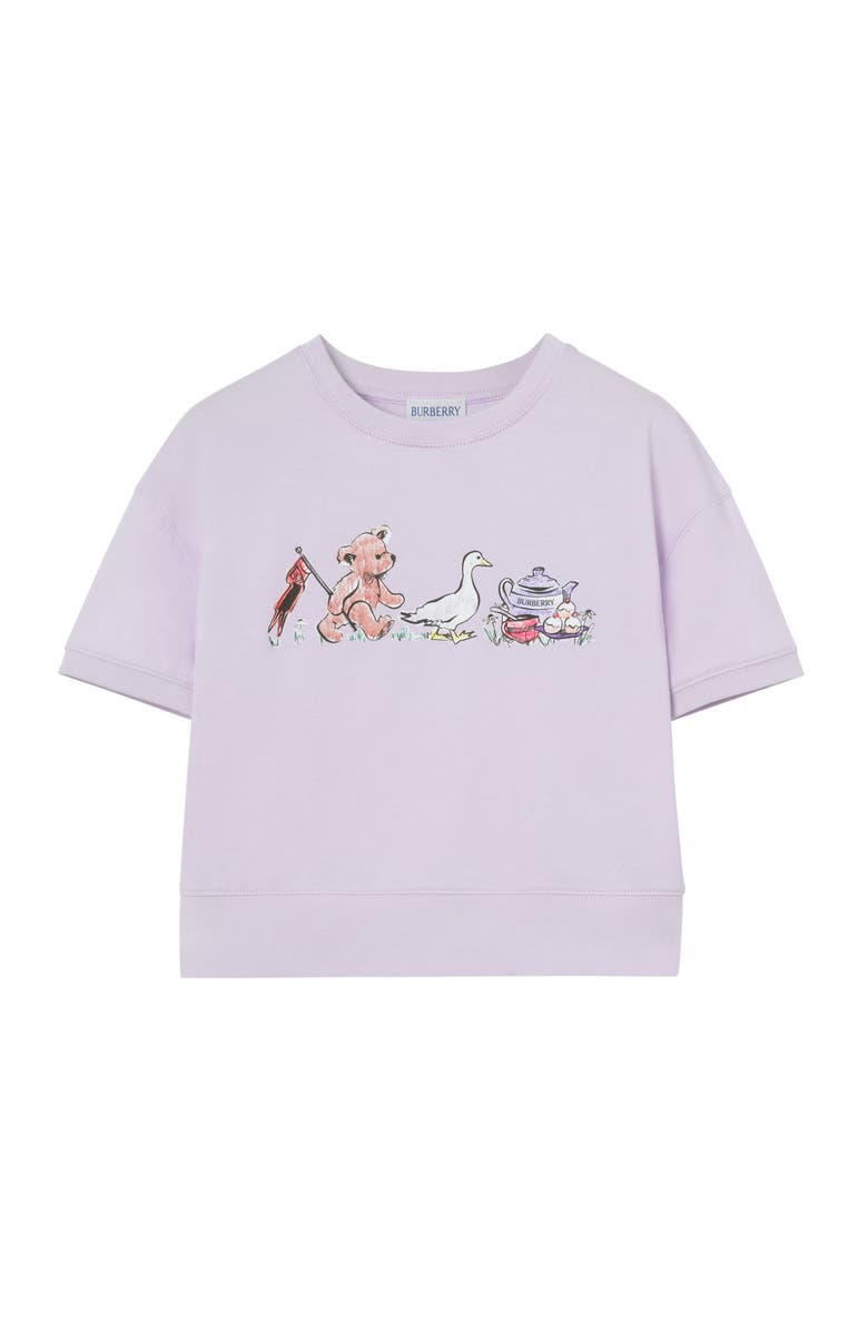 Burberry Thomas Bear and Friends Cotton T-shirt, Main, color, Muted Lilac