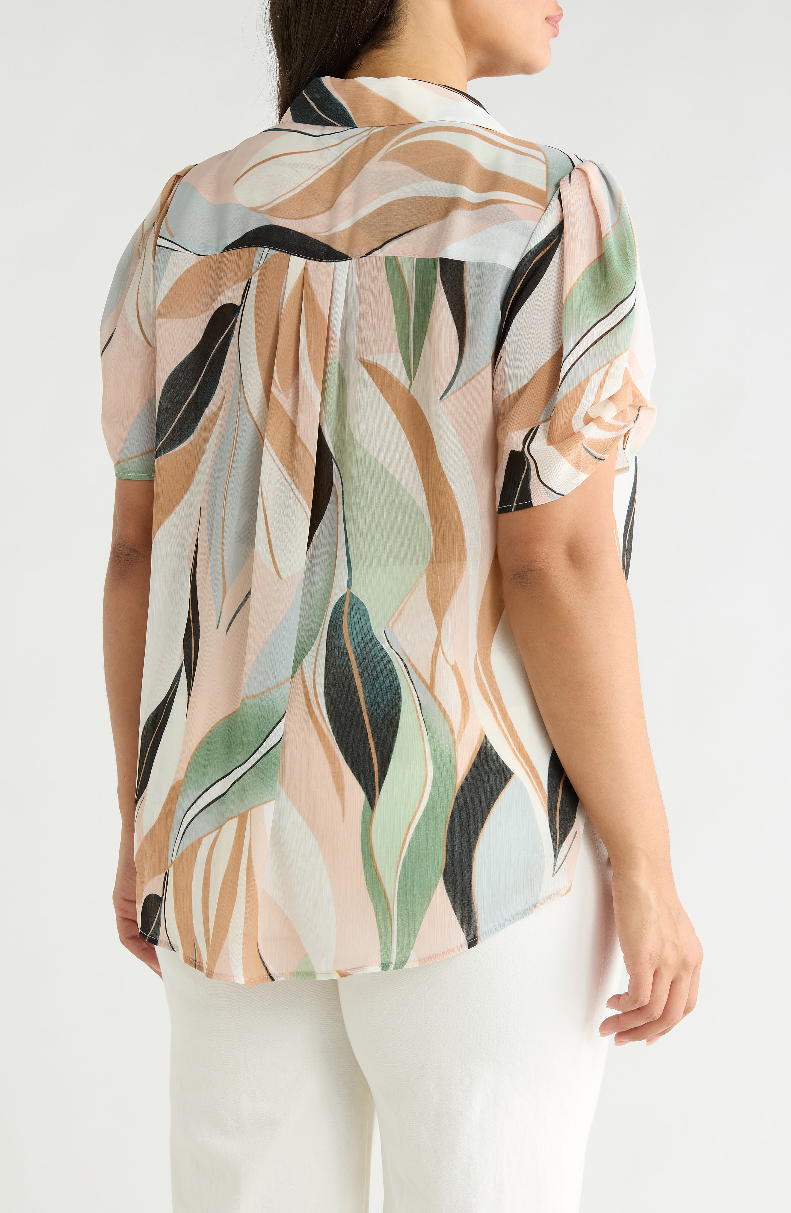 Scrunched Short Sleeve Button-Up Shirt - image 4