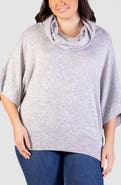 24seven Comfort Apparel Cowl Neck Elbow Sleeve Sweater