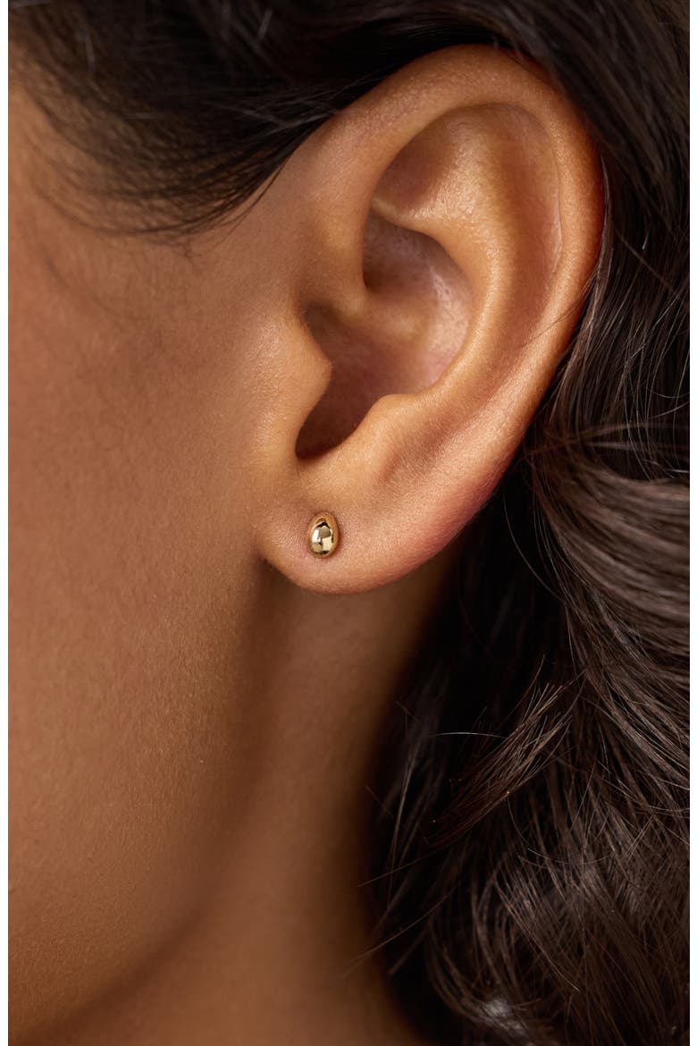 Gold Stud Earrings - Gold Mini Teardrop Studs, Alternate, color, Gold