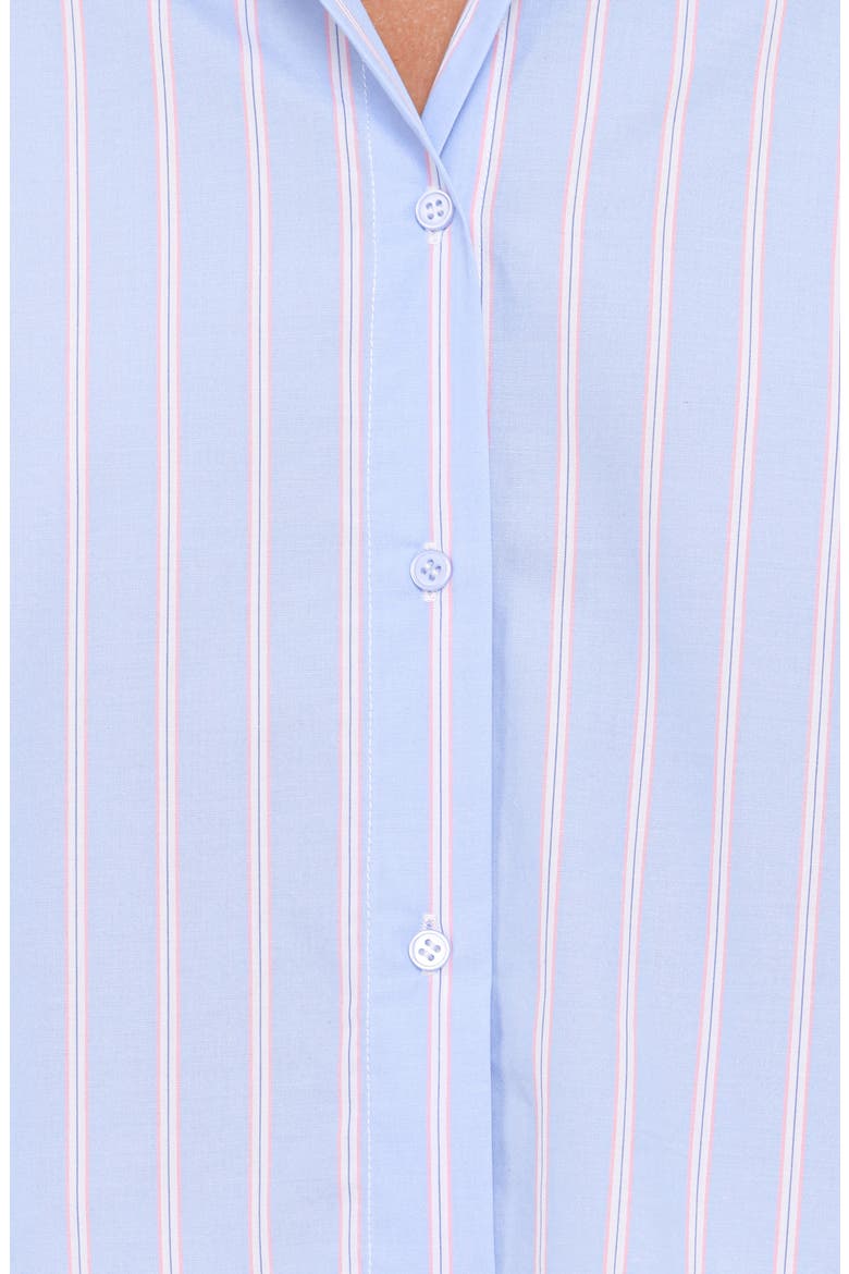 Zella Stripe Puff Sleeve Cotton Button-Up Shirt, Alternate, color, BLUE WHITE STRIPE